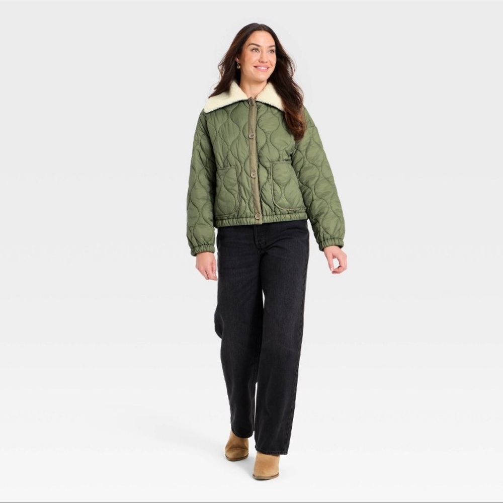Universal Thread Women’s Quilted Jacket - Olive G… - image 3